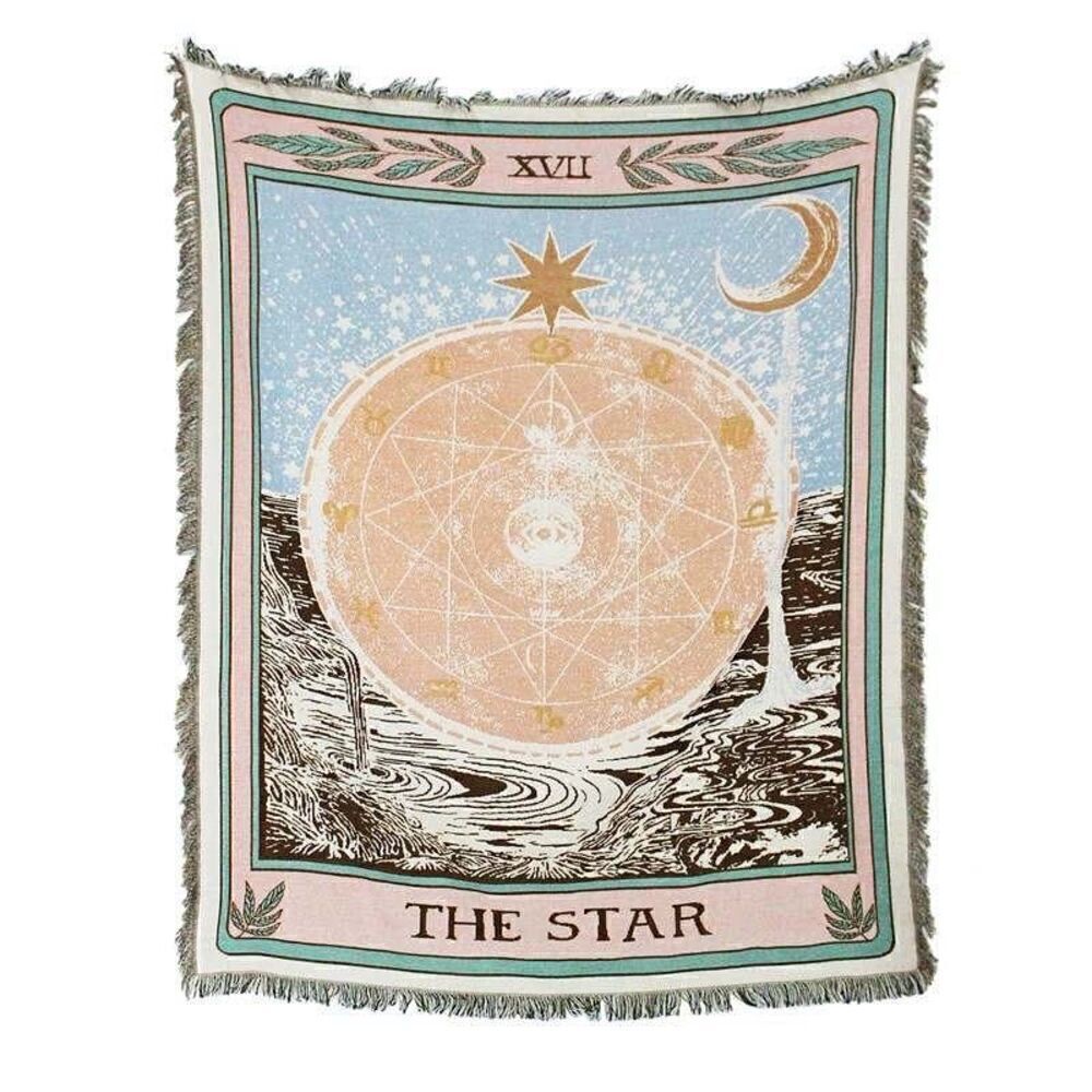 Star Tarot Card Woven Jacquard Throw Blanket Tapestry